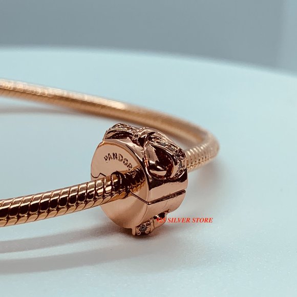 PANDORA Rose Gold Sparkling Bowtie Clip charm 7873 - Picture 4 of 13